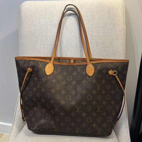 AUTHENTIC LOUIS VUITTON Monogram Neverfull MM LV Tote Bag Brown - Picture 1 of 12